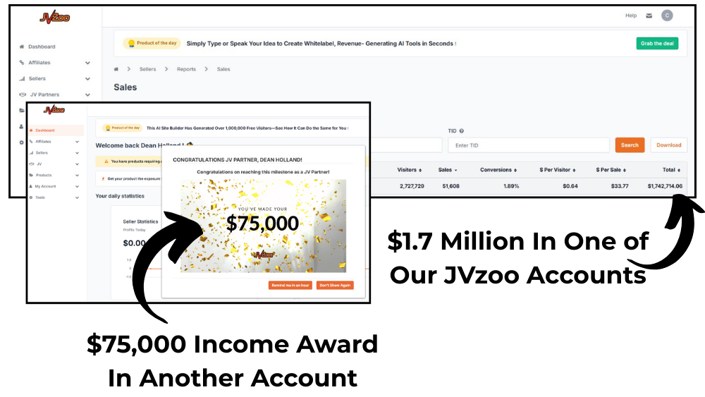 $1.7 Million JVzoo Accounts